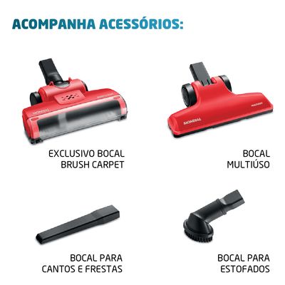Aspirador de Pó Portátil e Vertical Mondial 1200W - com Filtro HEPA Brush Carpet AP-25 110
