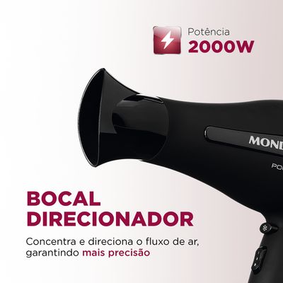 Secador de Cabelos Mondial Power Shine Black Íon 2000W SC-13 110