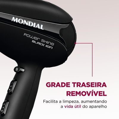 Secador de Cabelos Mondial Power Shine Black Íon 2000W SC-13 110