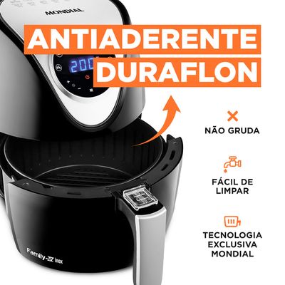 Fritadeira Sem Óleo Air Fryer 3,5L Mondial Preto e Inox 1500W AF-30-DI 110