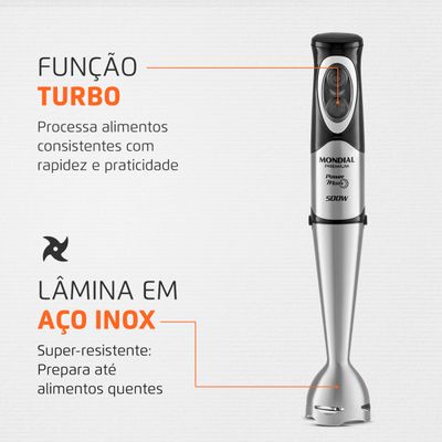 Power Mixer Premium Mondial Preto e Inox 500W M-07 220