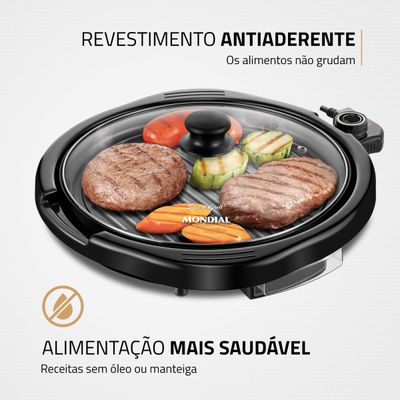 Grill Redondo Smart Grill 30cm Mondial Preto 1200W G-04 220