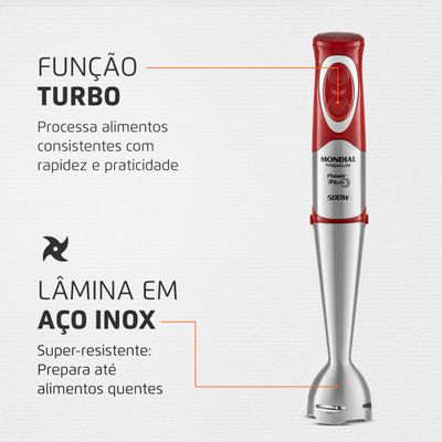 Power Mixer Premium Mondial Vermelho e Inox 500W M-10 220