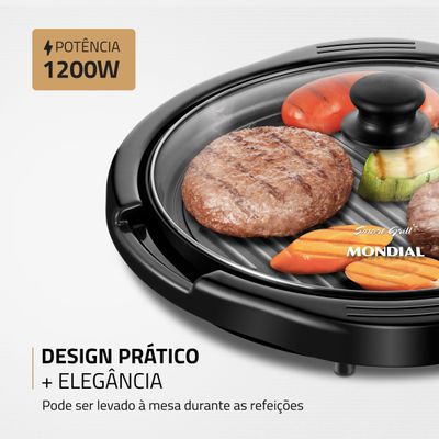 Grill Redondo Smart Grill 30cm Mondial Preto 1200W G-04 220
