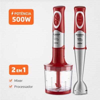 Power Mixer Premium Mondial Vermelho e Inox 500W M-10 220