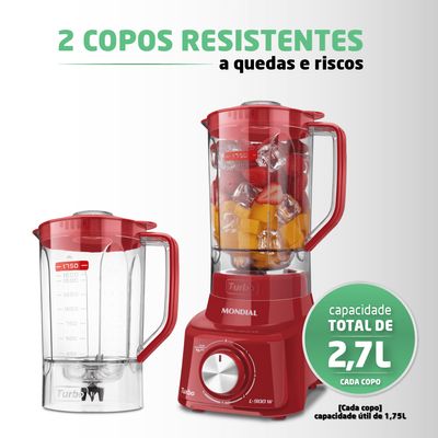 Liquidificador Turbo Mondial Vermelho 900W L-900 FR 2C 220