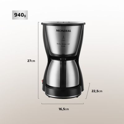 Cafeteira Elétrica Dolce Arome Mondial Preto e Inox 550W C-34JI-15X 220
