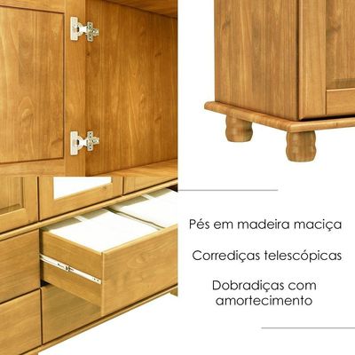 Cristaleira Armario E Balcao Buffet Madeira Maciça Freijo Milani Store Freijo
