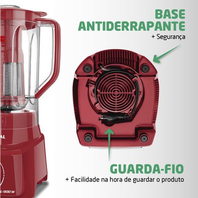 Liquidificador Turbo Full Mondial Vermelho 900W L-900 FR 220