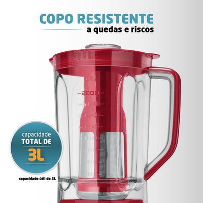 Liquidificador Turbo Mondial Vermelho e Inox 1100W L-1100 RI 220