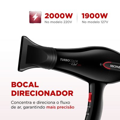 Secador de Cabelos Turbo Mondial Preto e Vermelho 2000W SC-41 220
