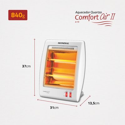 Aquecedor Quartzo Comfort Air II Mondial Branco e Cinza 900W A-15 220