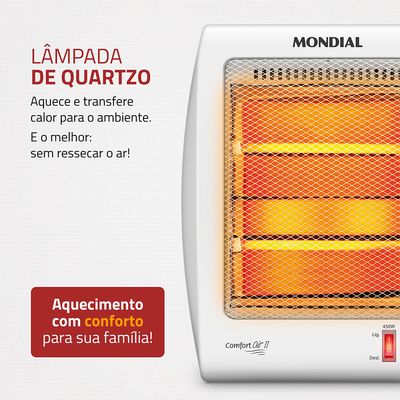 Aquecedor Quartzo Comfort Air II Mondial Branco e Cinza 900W A-15 220