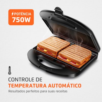 Sanduicheira Master Grill Mondial Preto e Inox 750W S-20 220