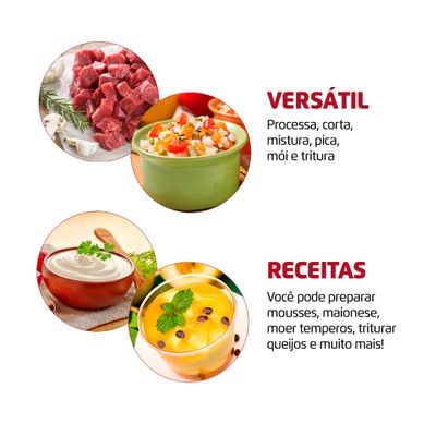 Mini Processador Turbo Pratic Mondial Vermelho 300W MP-16-R 220