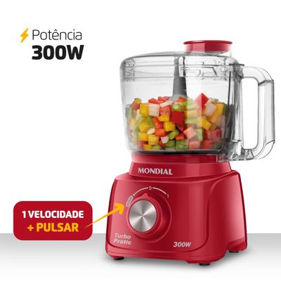 Mini Processador Turbo Pratic Mondial Vermelho 300W MP-16-R 220