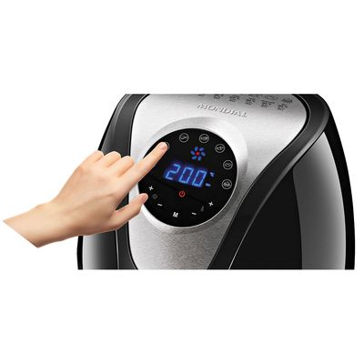 Fritadeira Sem Óleo Air Fryer Digital Mondial Preto e Inox 1500W AF-26 220