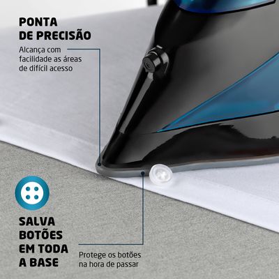 Ferro a Vapor Mondial Preto e Azul 2000W F-53 220