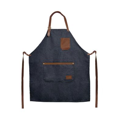 Avental Jeans Couro e Cintura Bar Restaurante Barbearia Kit