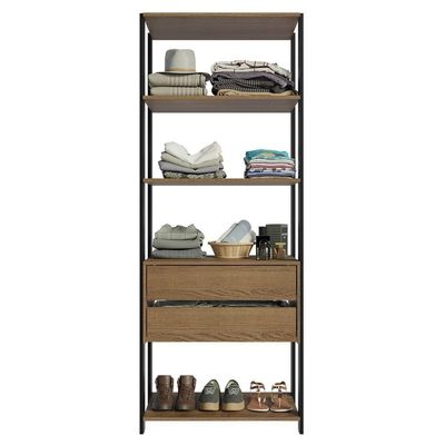Guarda Roupa Closet Modulado 2 Gavetas 4 Prateleiras 70cm Valencia Madesa Rustic Preto