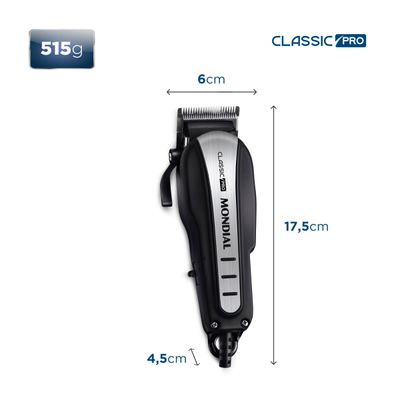 Cortador de Cabelos Classic Pro Mondial Preto e Inox 10W CR-03 220