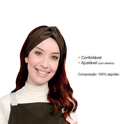 Avental e Faixa de Cabelo Verde Marrom Chef Cozinha Bistro