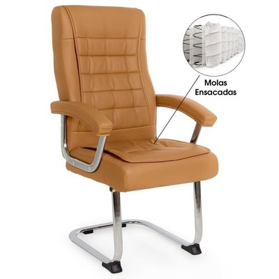 Cadeira De Escritório Estofada Presidente Premium Base Fixa - Caramelo