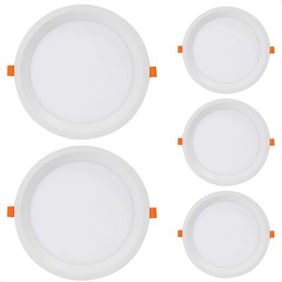 Kit 5 Painel De Led Redondo Embutir Recuado 24w Bivolt Taschibra 6500k Frio