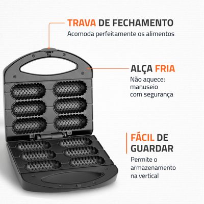 Crepeira Pratic Crepe & Hot Dog Mondial Preto e Inox 850W CP-01 220