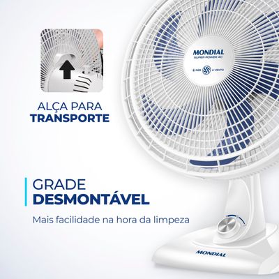 Ventilador de Mesa 40cm Super Power Mondial Branco e Azul 140W VSP-40-W 220