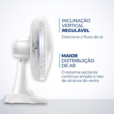 Ventilador de Mesa 40cm Super Power Mondial Branco e Azul 140W VSP-40-W 220