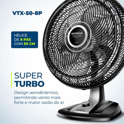 Ventilador de Mesa Mondial Turbo 8 Pás 50cm VTX-50-8P 220