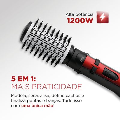 Escova Rotativa Ceramic Íon Turbo Mondial Vermelho e Preto 1200W ER-09 220