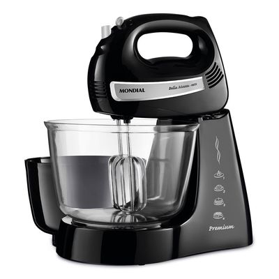 Batedeira Bella Massa Mondial Preto e Inox 500W B-23 NP 220