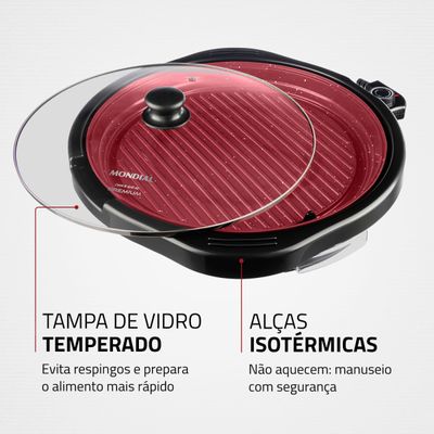 Grill Redondo Cook & Grill 40 Mondial Preto 1270W G-03-RC 110