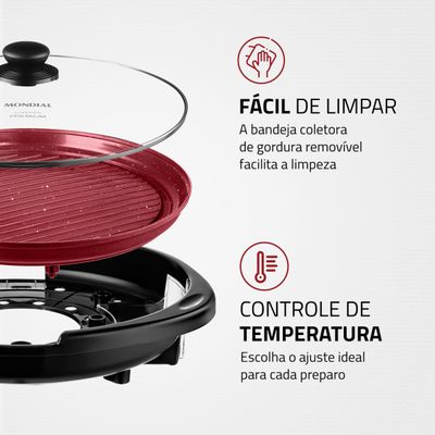Grill Redondo Cook & Grill 40 Mondial Preto 1270W G-03-RC 220