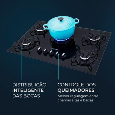 Cooktop a Gás 5 Bocas Mondial Preto e Inox CTG-02 Bivolt