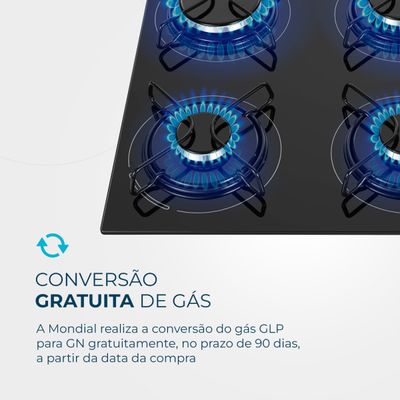 Cooktop a Gás 5 Bocas Mondial Preto e Inox CTG-02 Bivolt