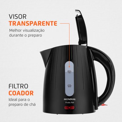 Chaleira Elétrica Pratic Hot Mondial Preto 1350W CE-07 220