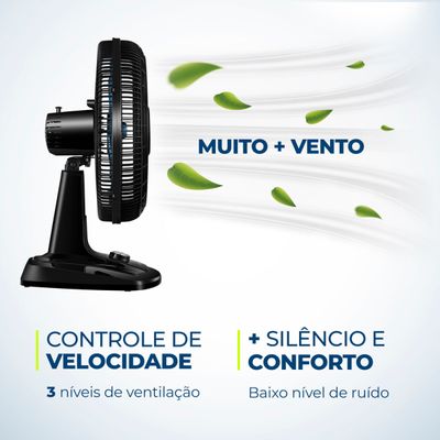 Ventilador de Mesa 40cm Super Turbo Mondial Preto e Azul 140W VTX-40-CHROME 220