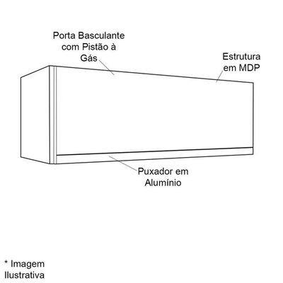 Armário Aéreo de Geladeira Para Cozinha Adriana Amêndoa Preto