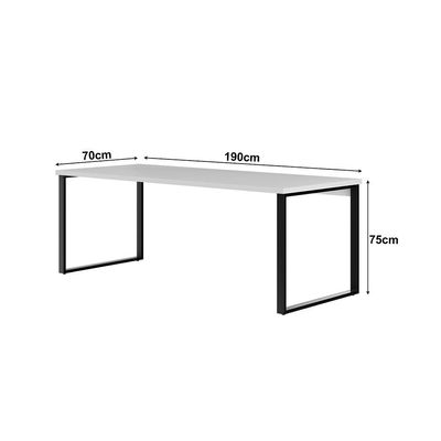 Mesa de Escritório Málaga Branca e Preta 190 cm