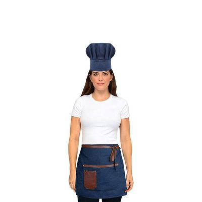Avental de Cintura Meio Corpo e Chapeu de Cozinheiro Jeans