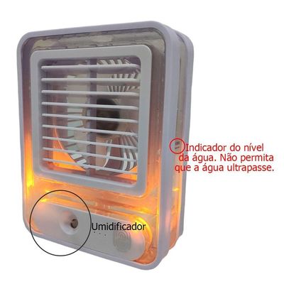 Ventilador Umidificador De Mesa Touch 3 Velocidades Led Usb Casa Trabalho Estudos Portatil Silencioso Refrescante