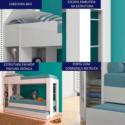 Treliche Solteiro Cabeceira Bau 1 Porta 225x87 Cm15 Branco Dtall Branco