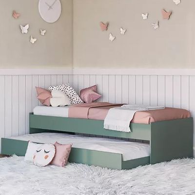 Cama Solteiro Bicama Com Cama Auxiliar 194x83 Cm20 Verde Dtall Verde Oliva