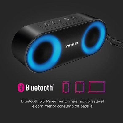 Caixa Som Speaker Aiwa Bluetooth Luzes Mini Aws-sp-01