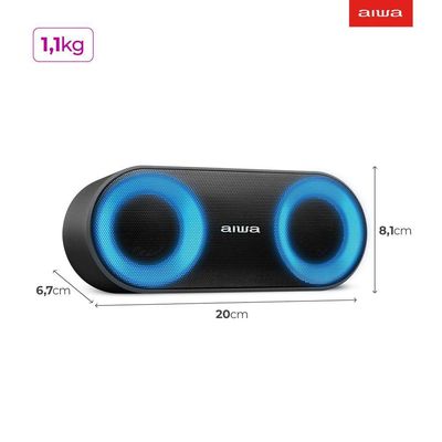 Caixa Som Speaker Aiwa Bluetooth Luzes Mini Aws-sp-01