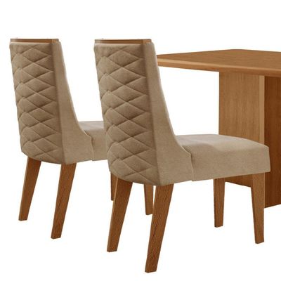 Mesa Olimpia 120 Mdf Canto Copo E Com 4 Cadeiras Safira Turim 07/naturalle/naturalle