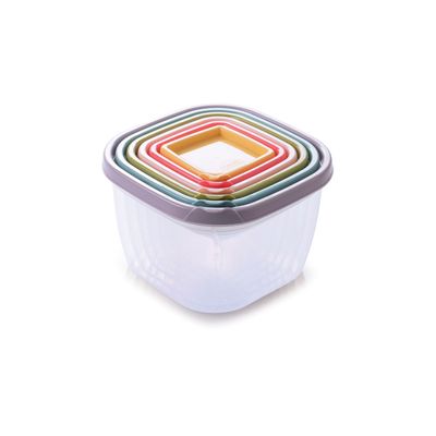 Conjunto de Potes Plasútil Conect em Plástico Quadrado Colorido com 6 Peças